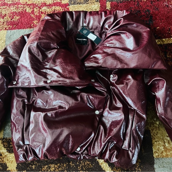 Fashion Nova Deep Burgundy Puffer Jacket - Picture 5 of 7